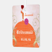 Birdesmaid-Geschenke Orange und Pink Ornament Aus Metall (Vorderseite links)