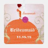 Birdesmaid-Geschenke Orange und Pink Ornament Aus Metall (Vorderseite)