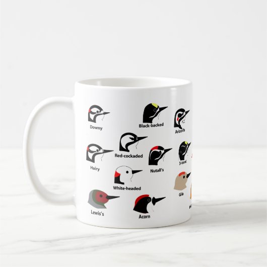 BirdFace Specht-Tasse (mit Aufklebern) Kaffeetasse (Links)