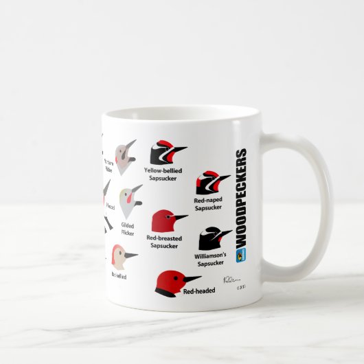 BirdFace Specht-Tasse (mit Aufklebern) Kaffeetasse (Rechts)