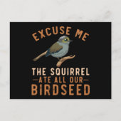 Birdfeeder Joke Garden Squirrel Problem Bird Seed Postkarte (Vorderseite)