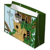 Birdhouse Bed Breakfast Cat Große Geschenktüte (Vorderseite Schrägansicht)