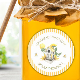 Birdhouse & Bees 🐝 Pinstripes Custom Honey Runder Aufkleber