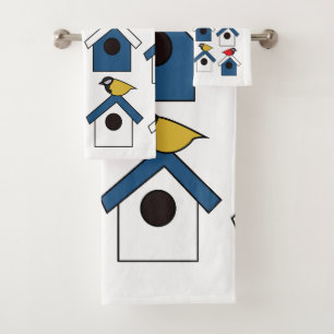 Birdhouse Bird House Colorful Birds Birds Birdhous Badhandtuch Set