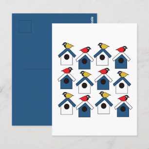 Birdhouse Bird House Colorful Birds Birds Birdhous Postkarte