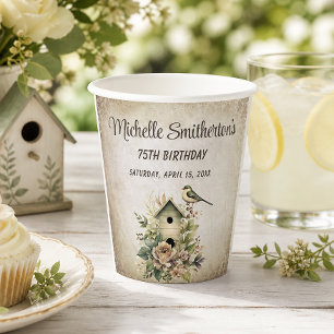 Birdhouse Botanische Natur 75. Geburtstag Pappbecher
