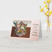 Birdhouse Bouquet - Birthday Card Karte (Gelbe Blume)
