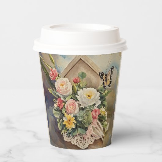 Birdhouse Bouquet - Paper Cup Pappbecher (Vorderseite)