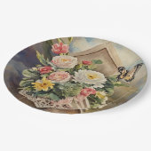 Birdhouse Bouquet Round - Paper Plate Pappteller (Schrägansicht)