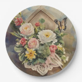 Birdhouse Bouquet Round - Paper Plate Pappteller (Vorderseite)