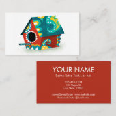 Birdhouse Business Cards - Red White Gold Aqua Visitenkarte (Vorne/Hinten)