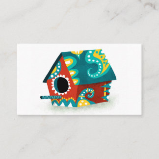 Birdhouse Business Cards - Red White Gold Aqua Visitenkarte