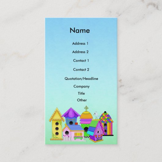 Birdhouse Cluster Business Card mit Hintergrund Visitenkarte (Vorderseite)