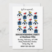 Birdhouse farbenfrohe Vögel Wir haben das Geburtsh Einladung (Vorderseite)