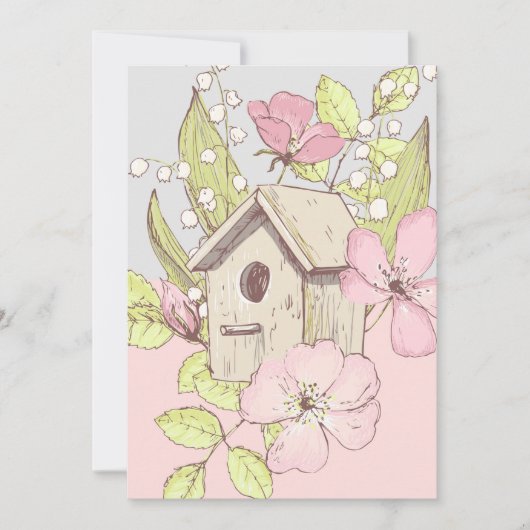 Birdhouse Floral Colorblock Blank Greycard (Vorderseite)