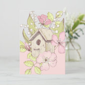 Birdhouse Floral Colorblock Blank Greycard (Stehend Vorderseite)