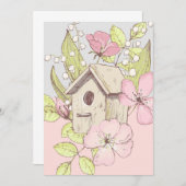 Birdhouse Floral Colorblock Blank Greycard (Vorne/Hinten)