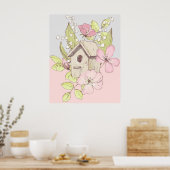 Birdhouse Floral Colorblock Poster (Küche)