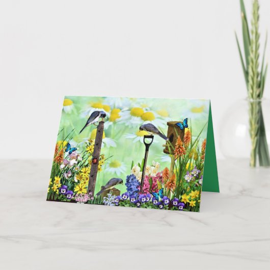 Birdhouse Flower Garden Einladung (Vorderseite)