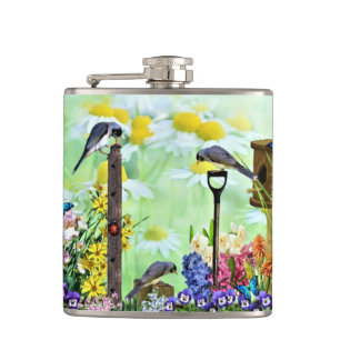 Birdhouse Flower Garden Flachmann