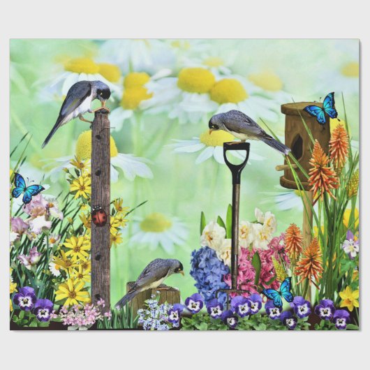 Birdhouse Flower Garden Geschenkpapier (Flach)