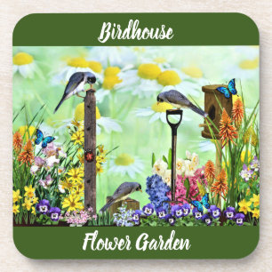 Birdhouse Flower Garden Getränkeuntersetzer