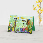 Birdhouse Flower Garden Karte (Gelbe Blume)
