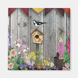 Birdhouse Flower Garden Magnet
