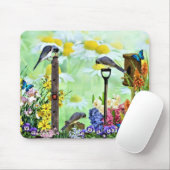 Birdhouse Flower Garden Mousepad (Mit Mouse)