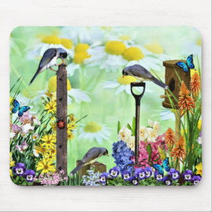 Birdhouse Flower Garden Mousepad