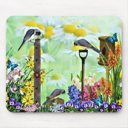 Birdhouse Flower Garden Mousepad (Vorne)