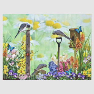 Birdhouse Flower Garden Seidenpapier