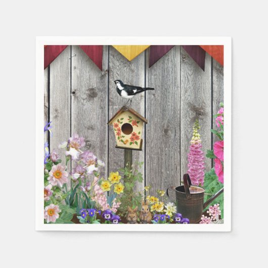 Birdhouse Flower Garden Serviette (Vorderseite)