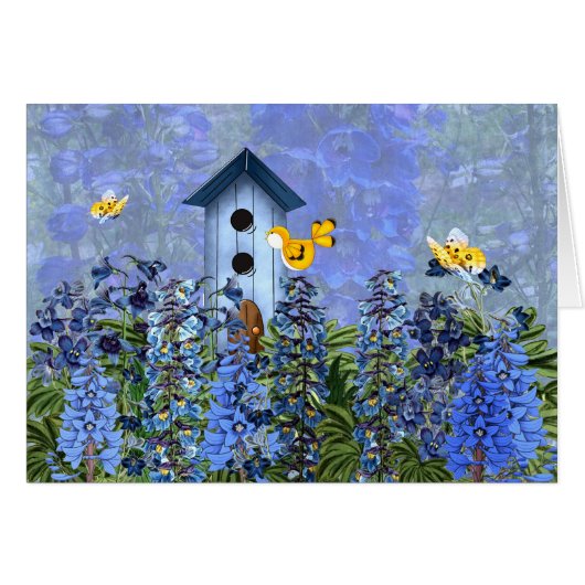 Birdhouse im Blumengarten Larkspur Blank (Vorderseite (Horizontal))