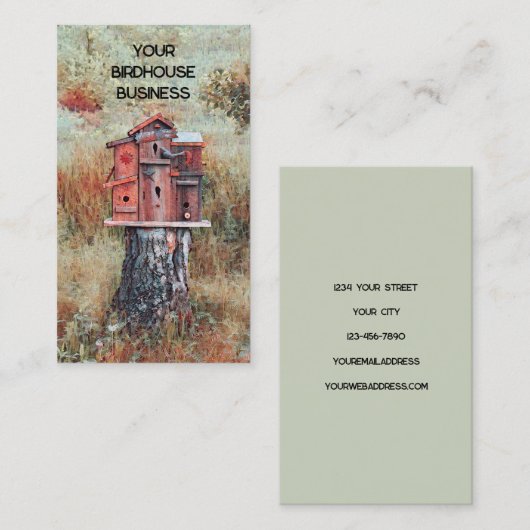 Birdhouse im Waldrost Braun Vintagen Stil Visitenkarte (Vorne/Hinten)