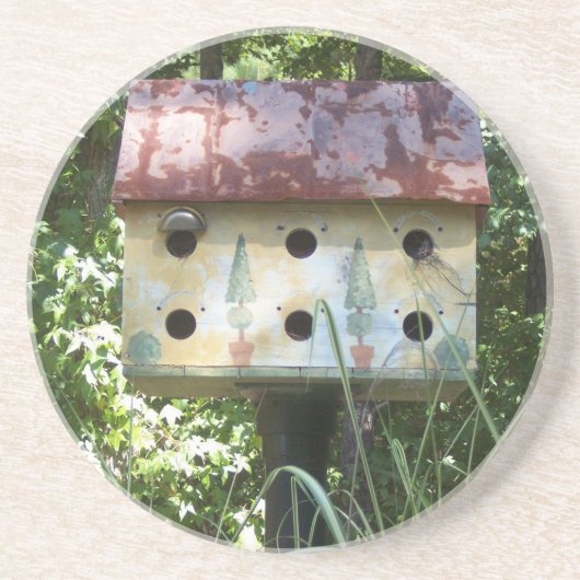 Birdhouse in der Sonne Sandstein Untersetzer (Vorne)