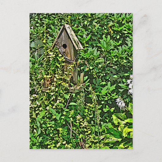 Birdhouse in Garden Postkarte (Vorderseite)