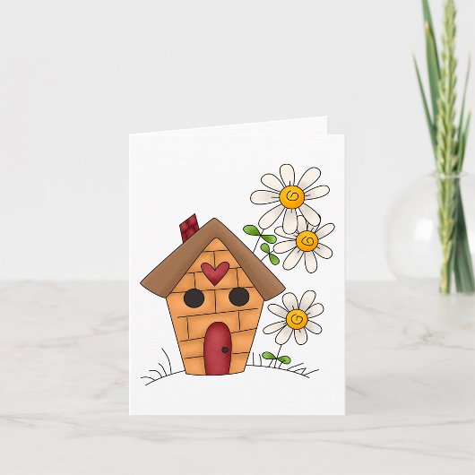 Birdhouse mit Daisies und Kunst des Herzens Karte