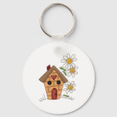 Birdhouse mit Daisies und Kunst des Herzens Schlüsselanhänger (Rückseite)