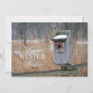 Birdhouse mit Holiday Wreath Feiertagskarte