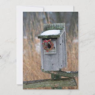 Birdhouse mit Holiday Wreath Feiertagskarte