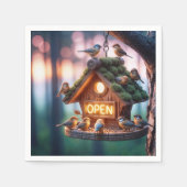 Birdhouse mit Neon Open Sign Serviette (Vorderseite)