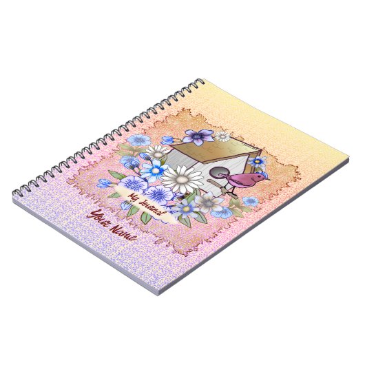 Birdhouse Red bird Notebook Notizblock (Linke Seite)