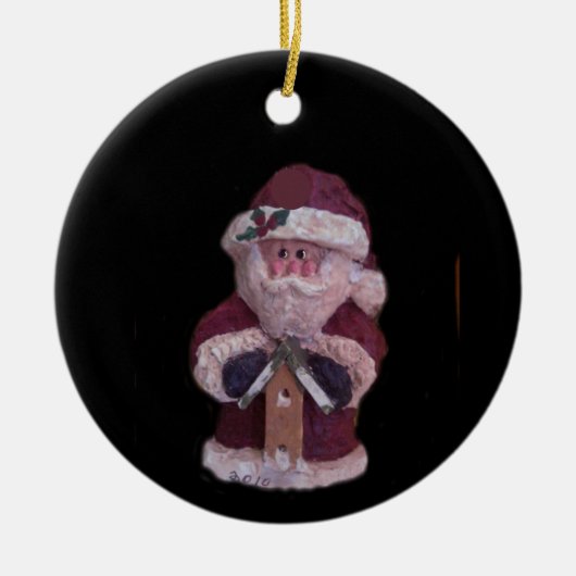 BIRDHOUSE SANTA CHRISTMAS KERAMIK ORNAMENT (Vorne)