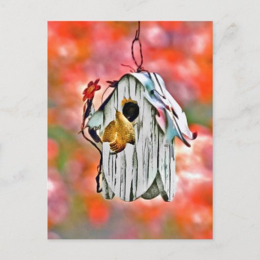 Birdhouse und Wren Postkarte (Vorderseite)