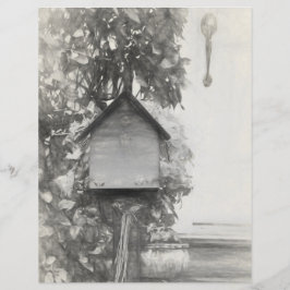 Birdhouse Vintage rustikale Schwarz-Weiß-Skizze