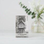 Birdhouse Vintage rustikale Schwarz-Weiß-Skizze Visitenkarte (Stehend Vorderseite)