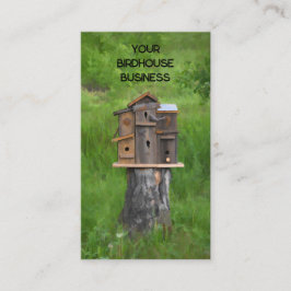 Birdhouse Watercolor Grün Rustikales Kunstland Visitenkarte