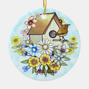 Birdhouse Wren-Ornament Keramik Ornament