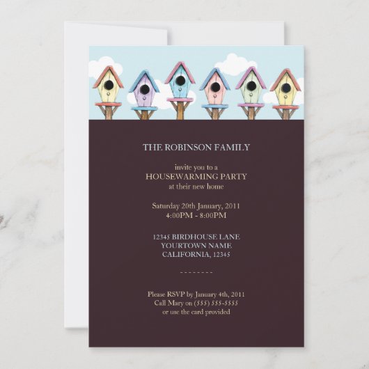 Birdhouses| Housewarming-Party Einladung (Vorderseite)